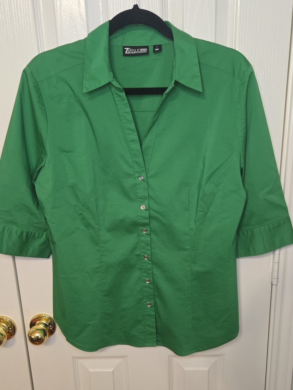 New York & Co. Green Button-Front Women's Blouse Sz L